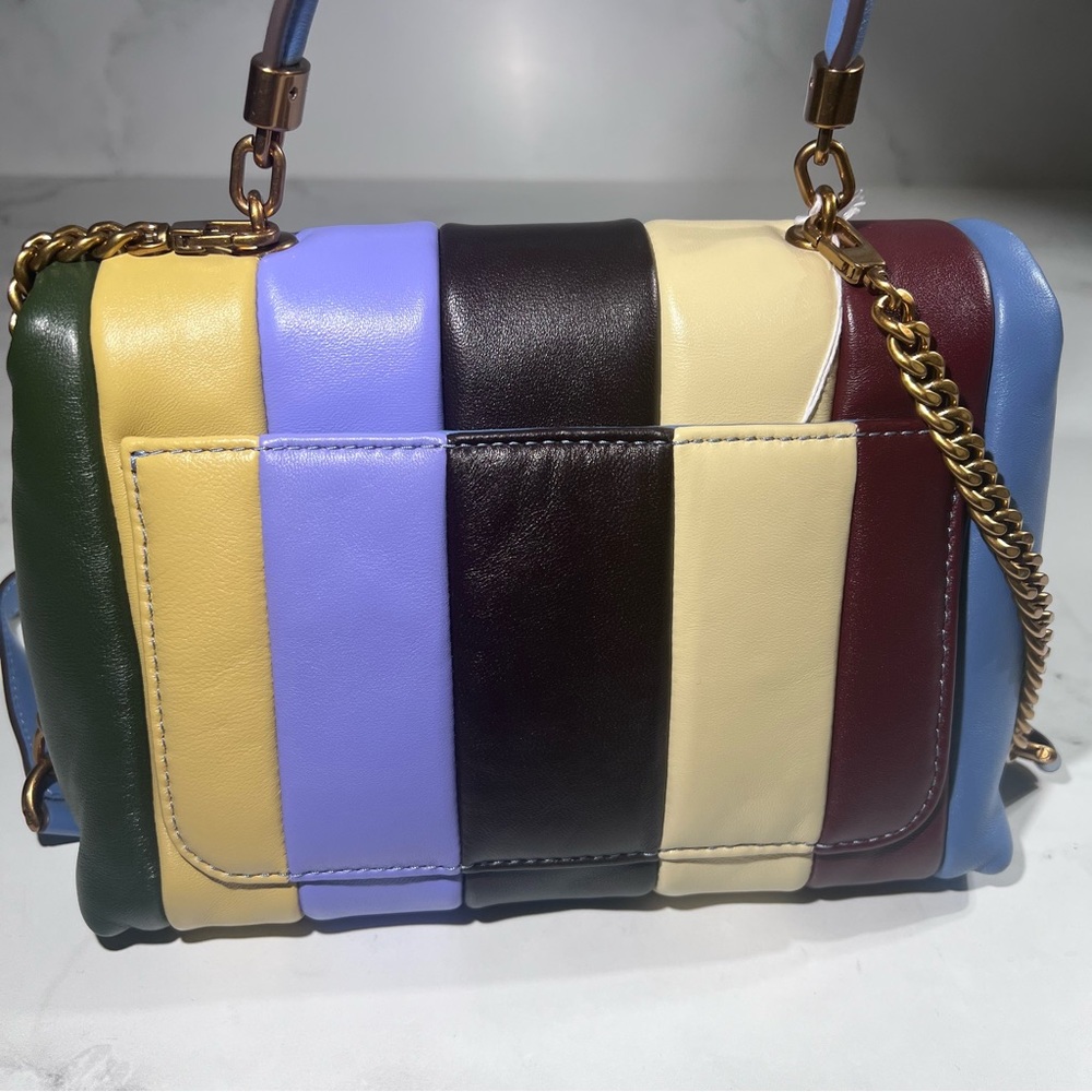 Tory Burch Kira Small Top Handle Quilted Logo Multi Leather Satchel Handbag - Picture 8 of 16